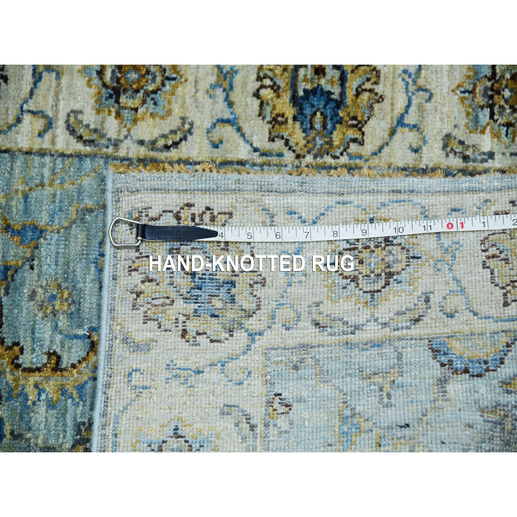 Handgeknüpfter Shah Abbas Design XL-Läufer in Iced Aquablau aus Wolle, handgeknüpft, 2'6