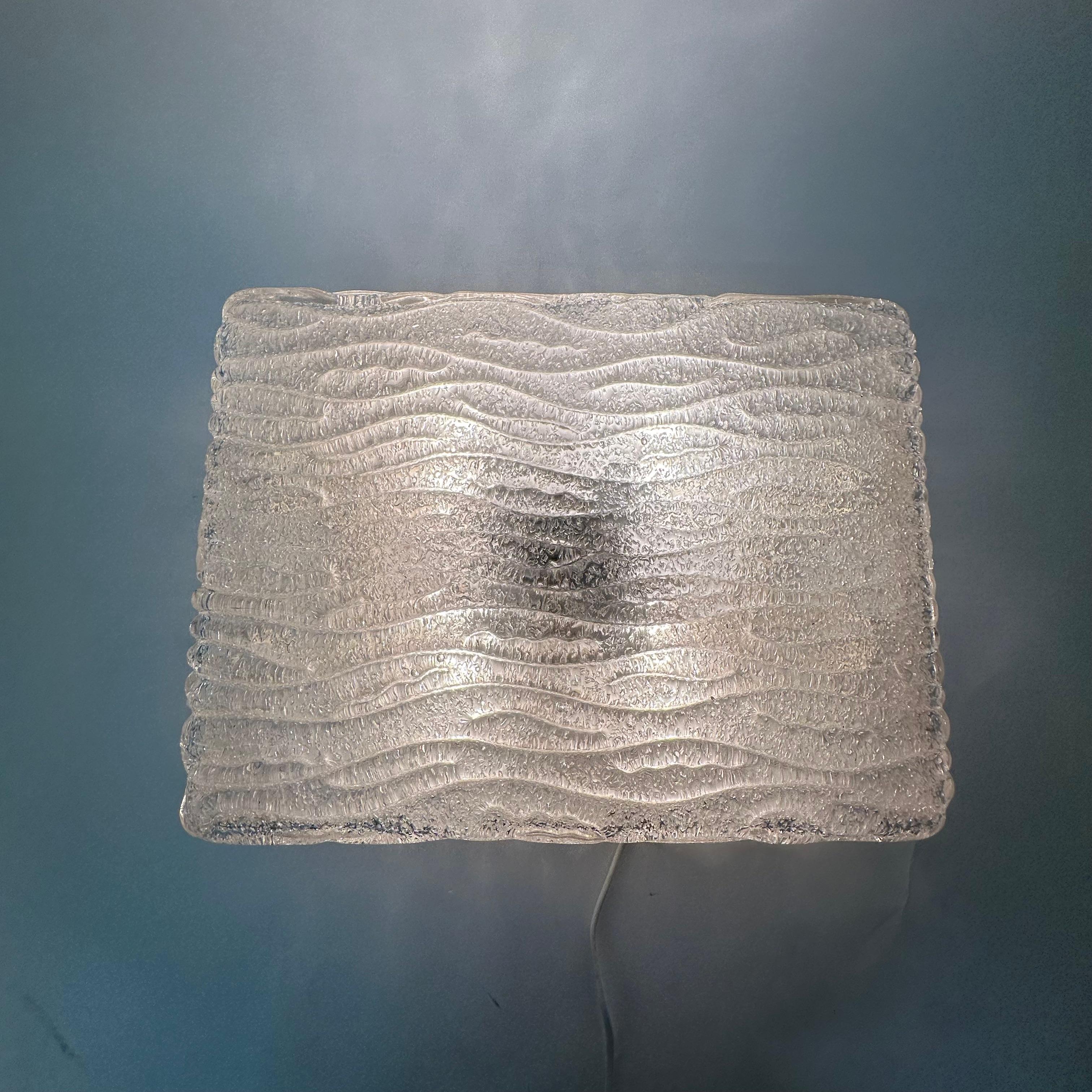 Late 20th Century Iced Murano Glass ceiling lamp / wall lamp , 1970’s For Sale