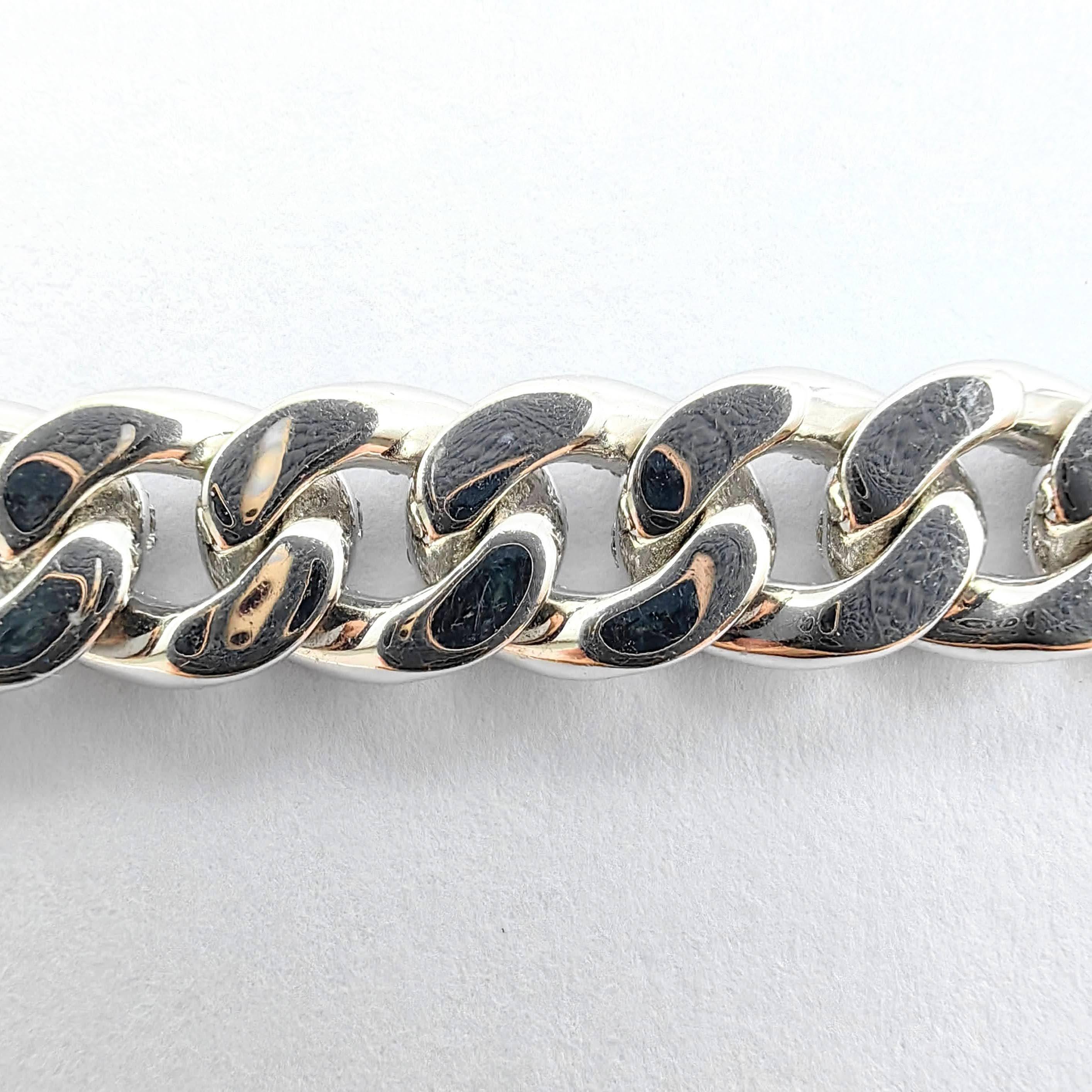 Pulsera con cadena de eslabones cubana en oro blanco de 18 quilates con incrustaciones de diamantes helados en venta 2
