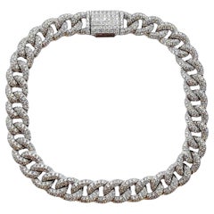 Iced-Out Diamond Encrusted Cuban Link Chain Statement Bracelet in 18K White Gold