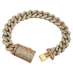 Iced Out Diamonds Cuban Link 10k White & Rose Gold Bracelet 13 mm Wide 8'Inches