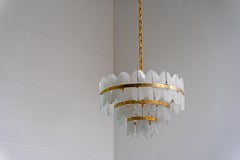 Iceglas and Brass Chandelier "Corina" by Kalmar Austria, Hollywood Regency 1960s
