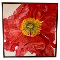 Iceland Poppy Framed Oil on Canvas by Shelly Gurton Titled "Riva"