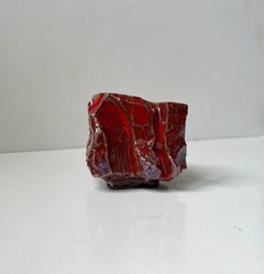 Icelandic Brutalist Vase with Volcanic Blood Glaze, 1970s