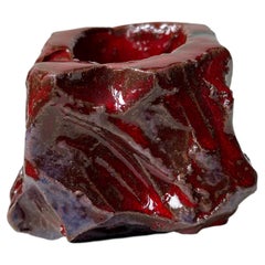 Icelandic Brutalist Vase with Volcanic Blood Glaze, 1970s