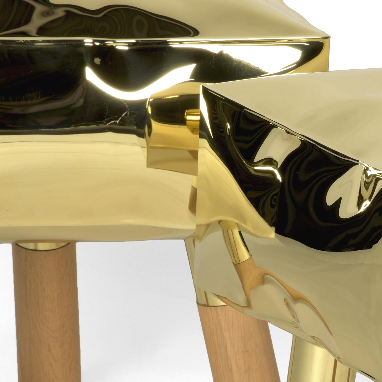 Contemporary Limited Edition Wood Brass Stool, Icenine V1 by Edizione Limitata 4