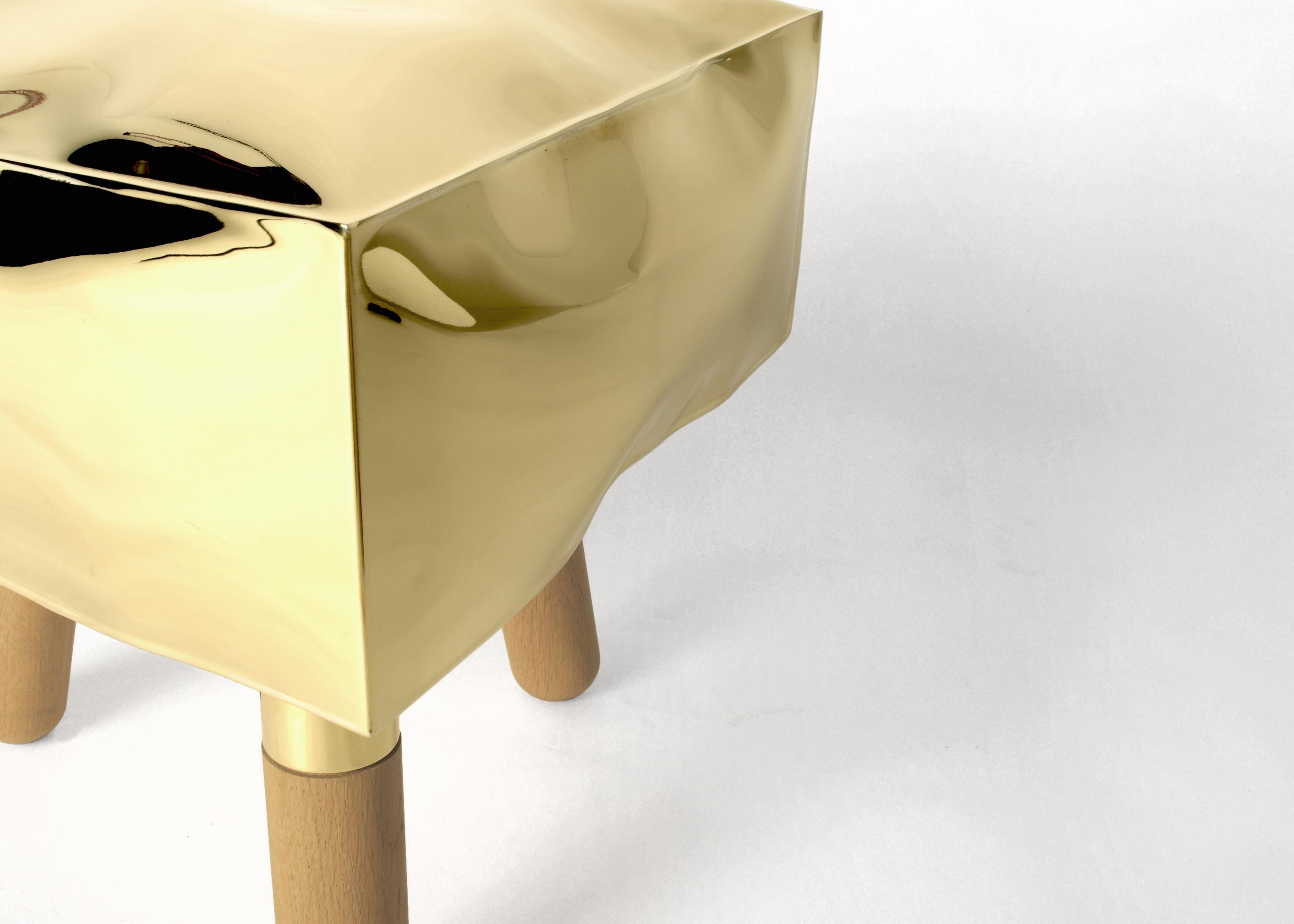 Brass Icenine Stool by Edizione Limitata For Sale