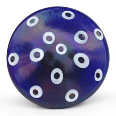 ICET Murano Blue Iridescent Art Glass Mushroom Toadstool Paperweight Sculpture