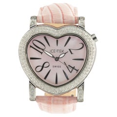 IceTek Stainless Steel Diamond Heart Watch