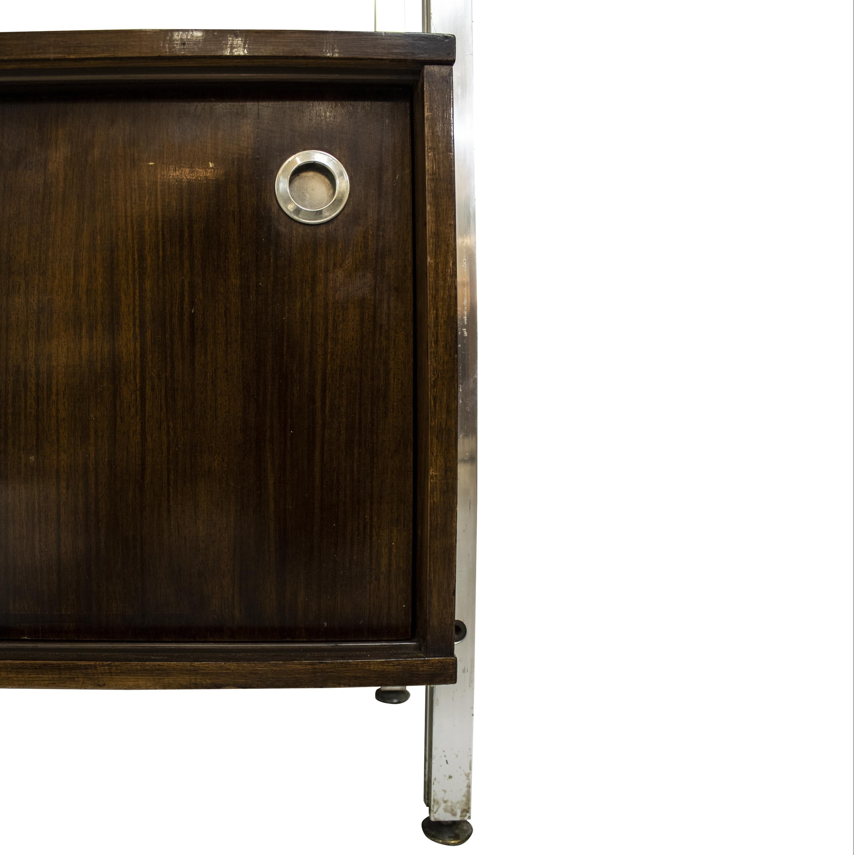 Fin du 20e siècle Étagère de bureau en acier et teck de Padova de la ICF, Italie, 1970 en vente