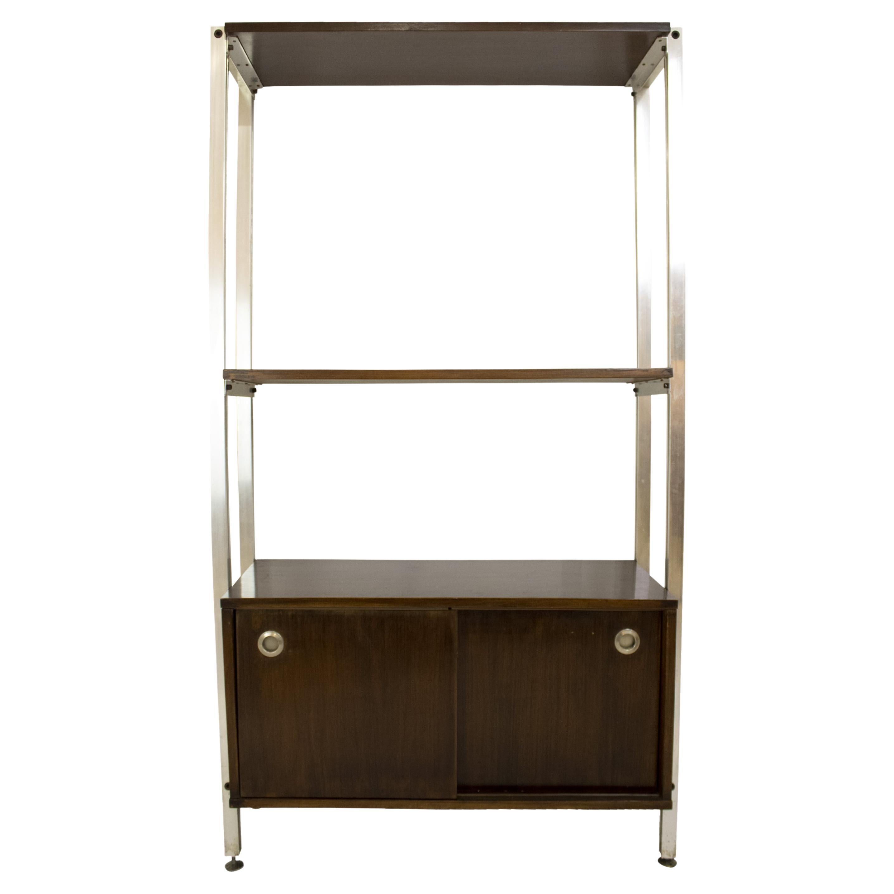 ICF Padova Steel and Teak Wood Office Shelf, Italy, 1970 For Sale