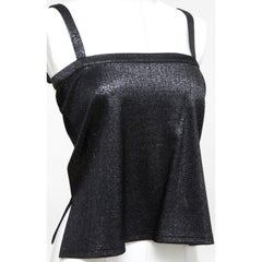 CHANEL Top Black Blouse Sleeveless Metallic Spaghetti Strap Sz 36 2018