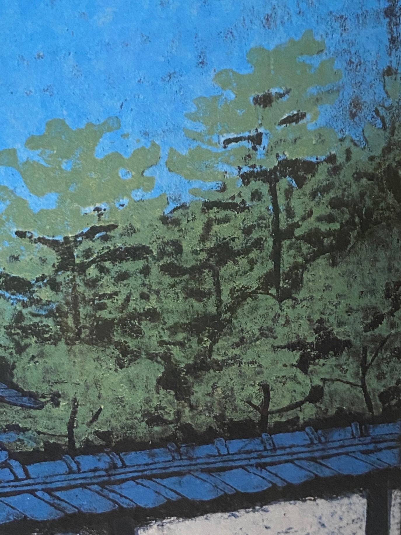 Ichiro Fukushima - Gravure sur bois japonaise à édition limitée, signée, représentant la maison du temple en vente 3