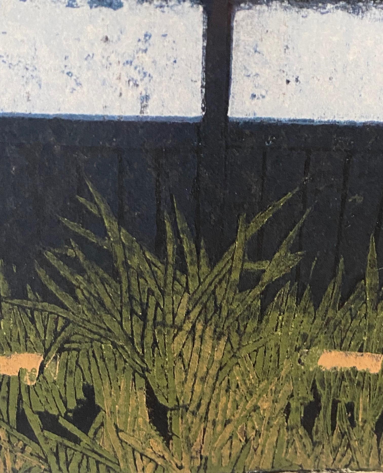 Ichiro Fukushima - Gravure sur bois japonaise à édition limitée, signée, représentant la maison du temple en vente 4