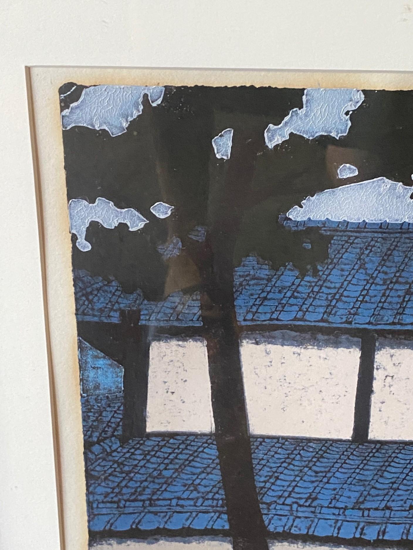 Ichiro Fukushima - Gravure sur bois japonaise à édition limitée, signée, représentant la maison du temple en vente 6