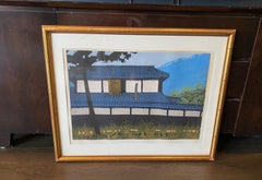 Ichiro Fukushima Signed Limited Edition Japanese Woodblock Print of Temple House