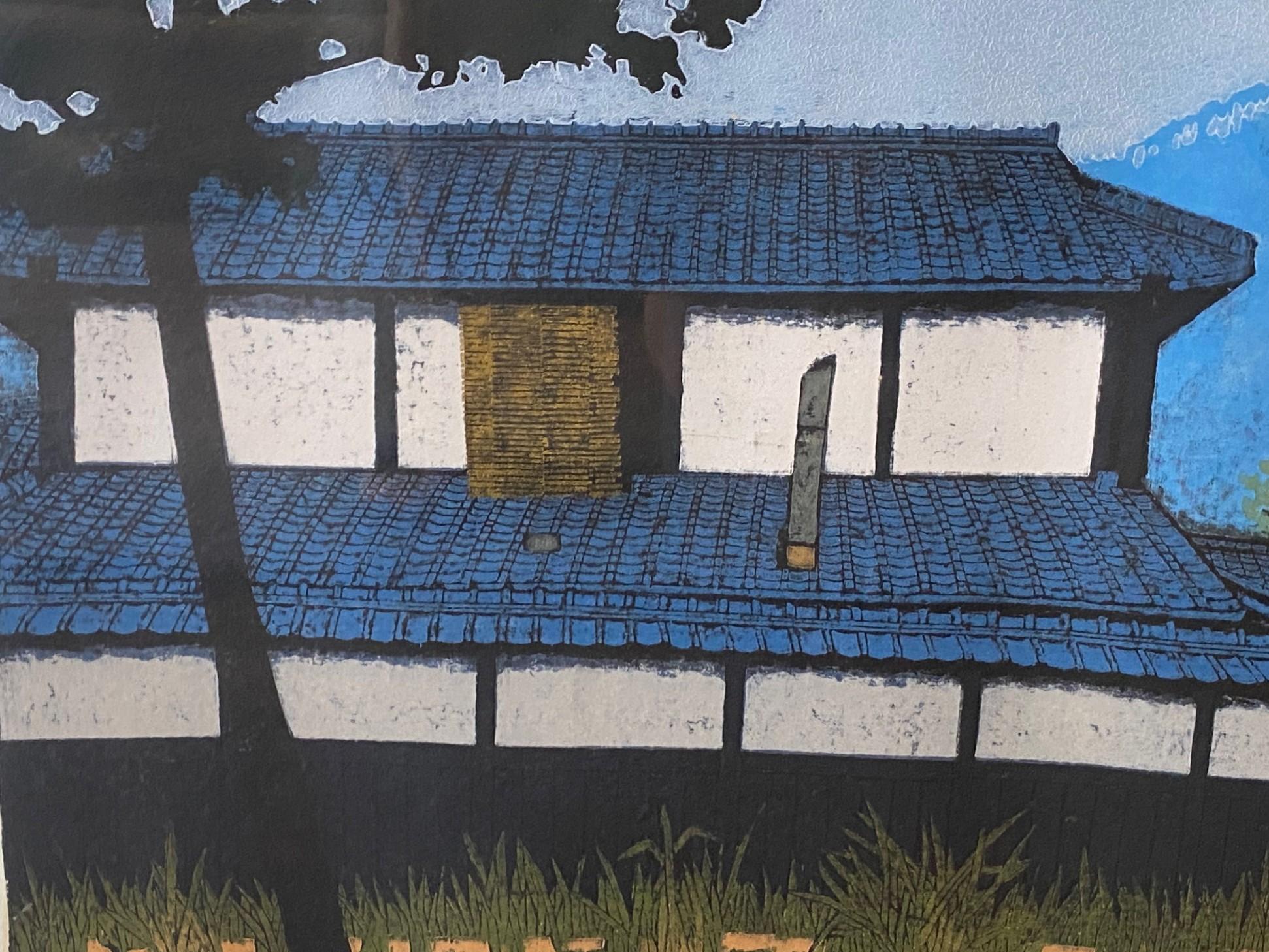 20ième siècle Ichiro Fukushima - Gravure sur bois japonaise à édition limitée, signée, représentant la maison du temple en vente