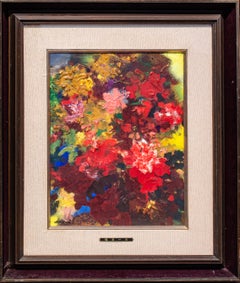 Vintage Floral Abstraction by Japanese Artist Ichiro Fukuzawa