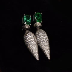 Icicle Emerald and Diamond Dangler Earrings