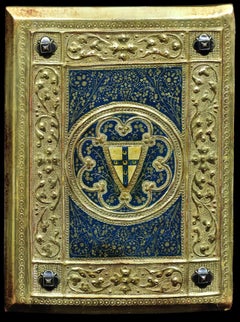 Used Painted Wood Tavolette Book Cover Binding in the Biccherna Style Siena Tuscany 