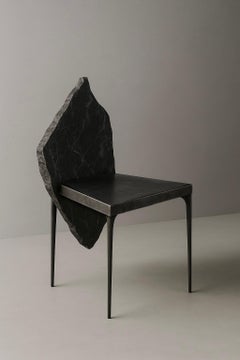 Icis Unique Sculptural Chair in Black Marble & Steel by Andres Monnier