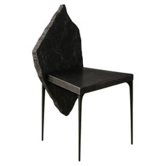 Icis Unique Sculptural Chair in Black Marble & Steel by Andres Monnier
