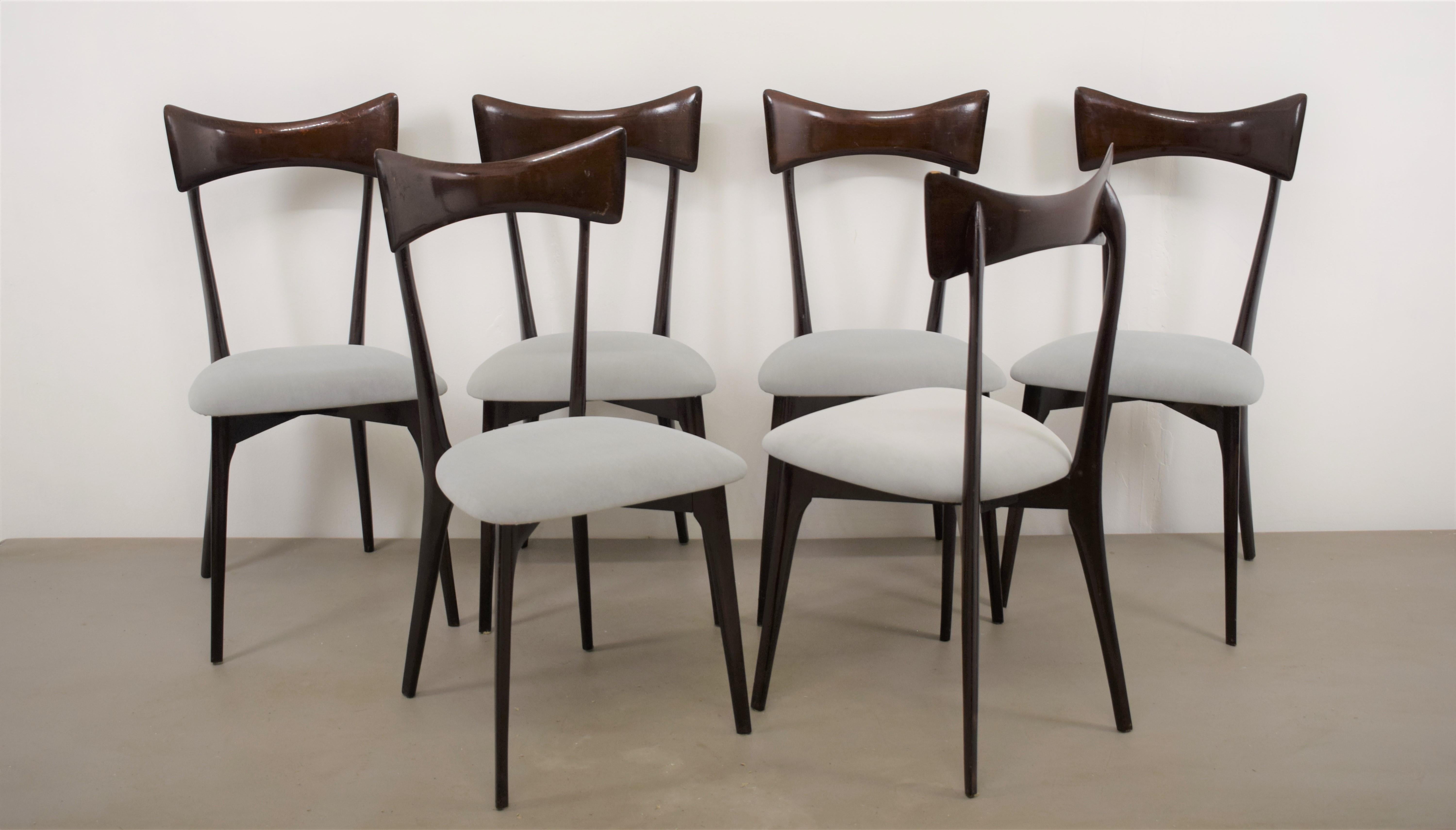Mahogany Ico E Luisa Parisi for Ariberto Colombo, Set of Six Chairs, 1950s