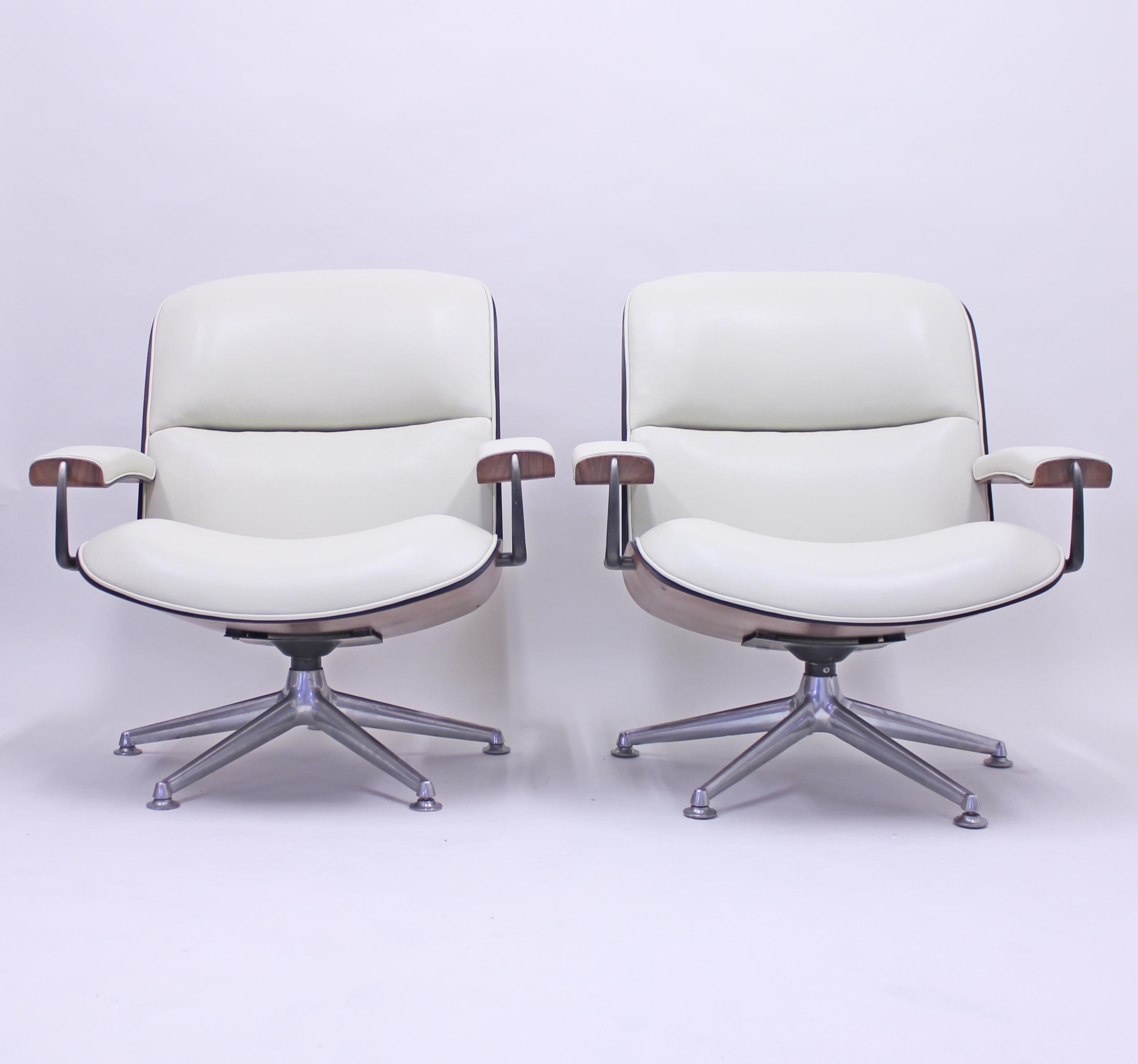 Ico & Luisa Parisi, Pair of Swivel Lounge Chairs for Mim, 1950s 3