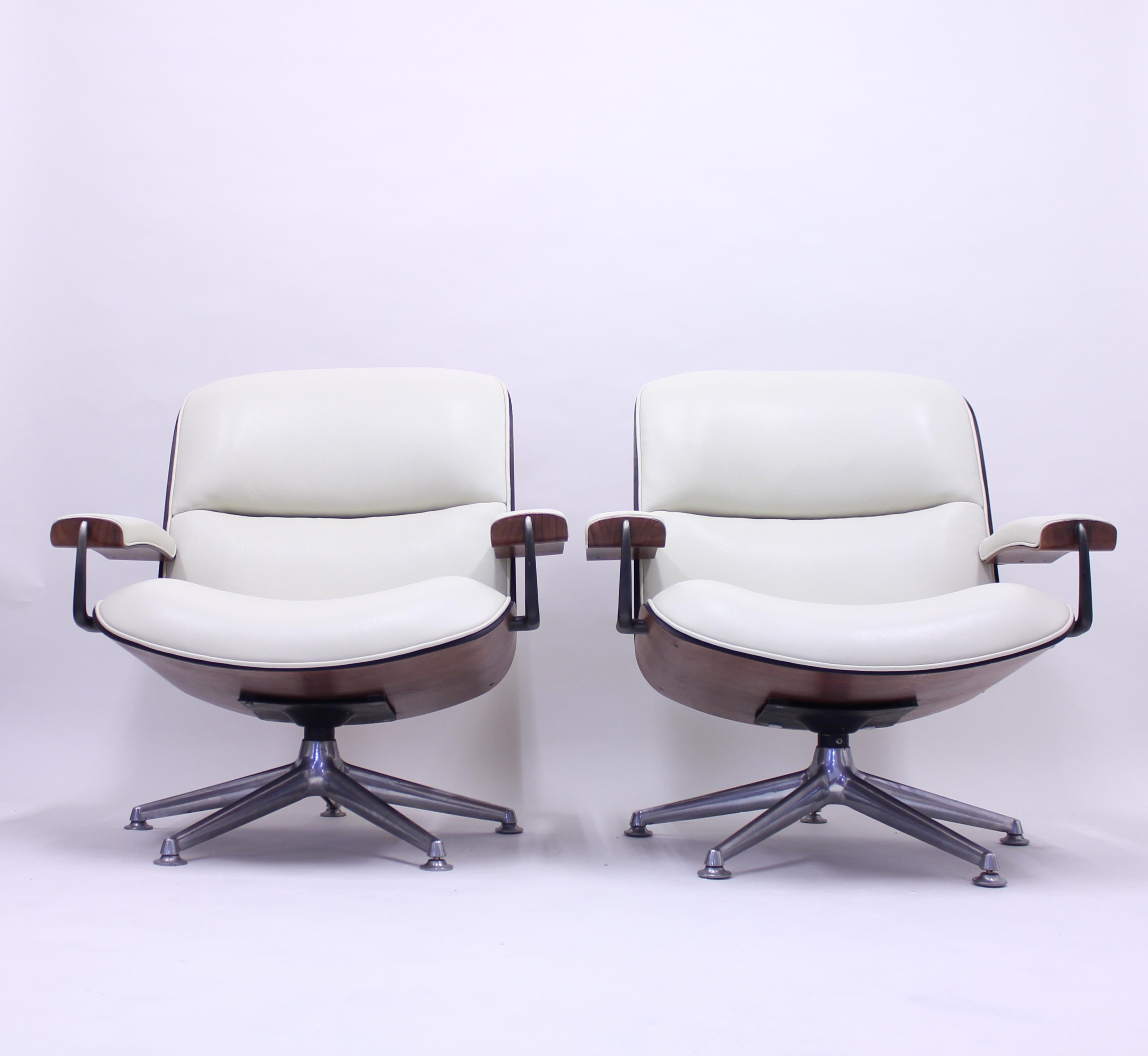 Ico & Luisa Parisi, Pair of Swivel Lounge Chairs for Mim, 1950s 4