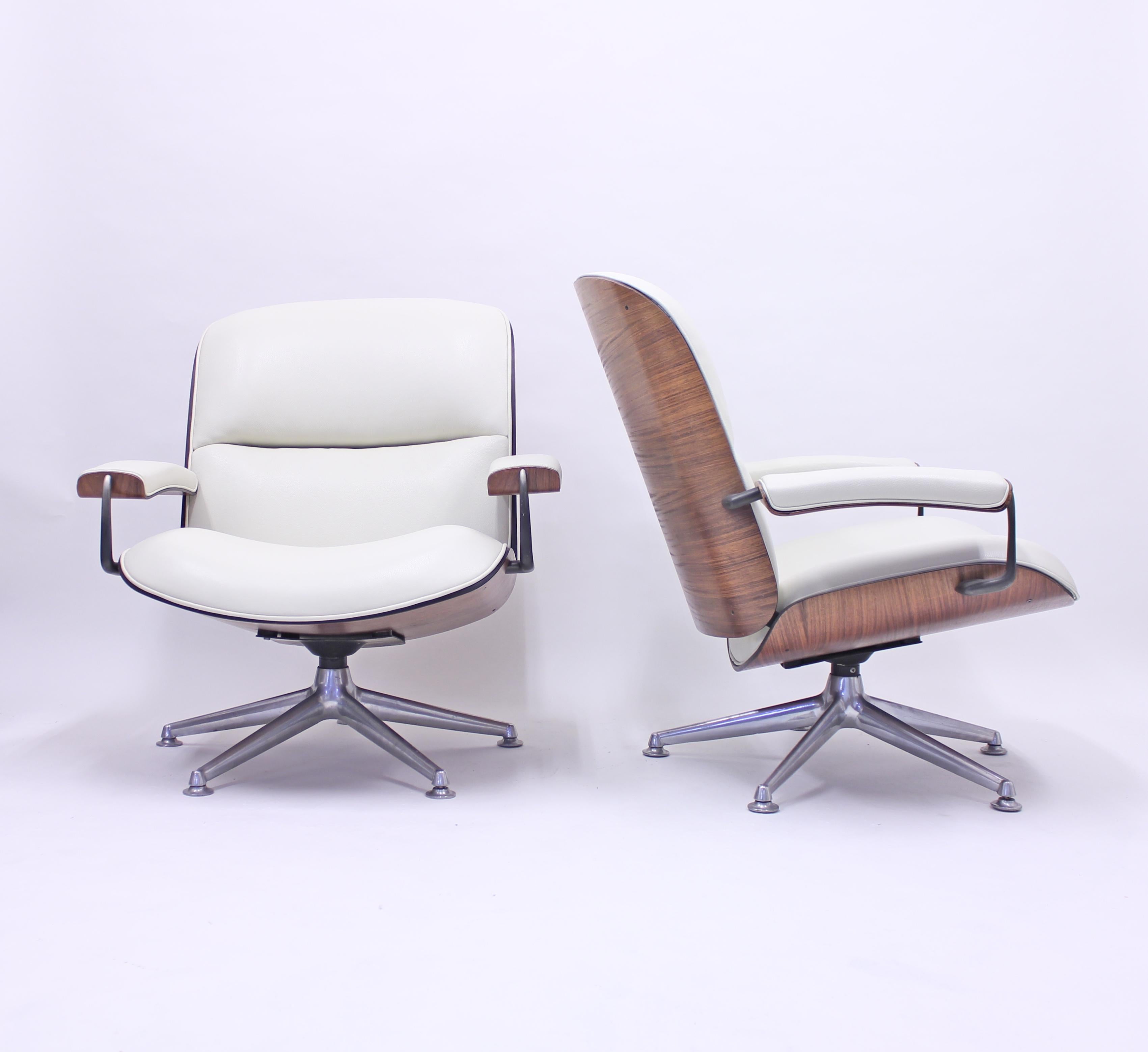 Ico & Luisa Parisi, Pair of Swivel Lounge Chairs for Mim, 1950s 5