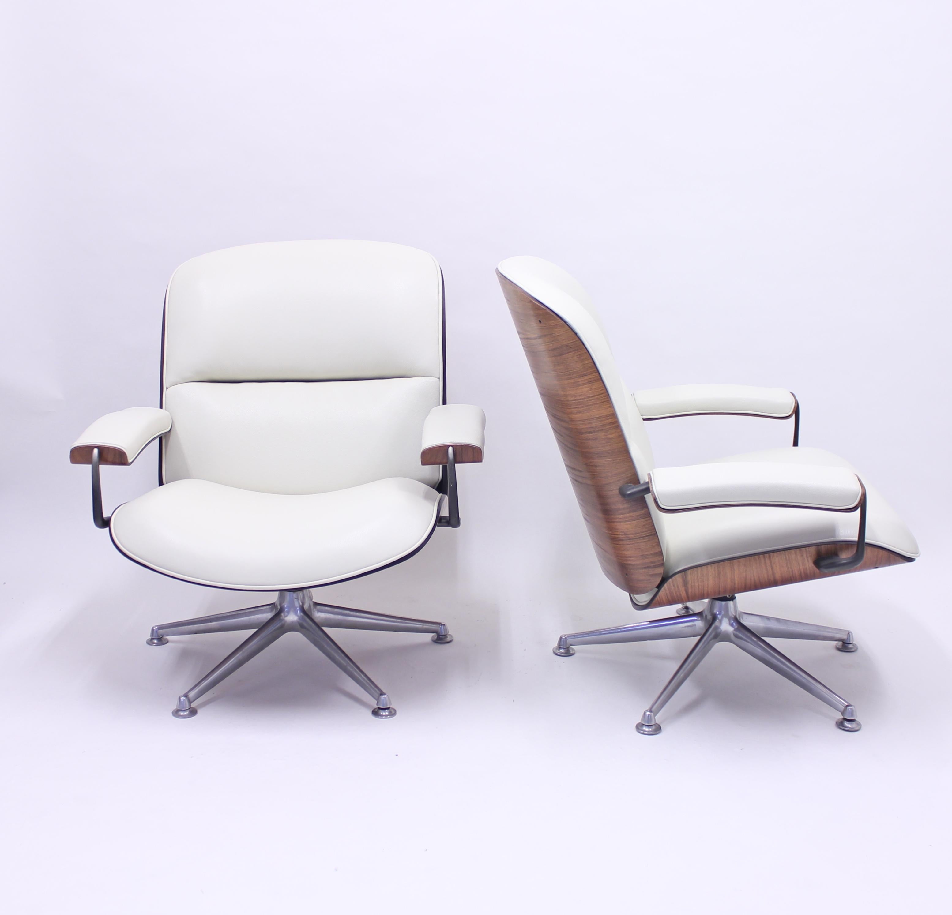Ico & Luisa Parisi, Pair of Swivel Lounge Chairs for Mim, 1950s 6