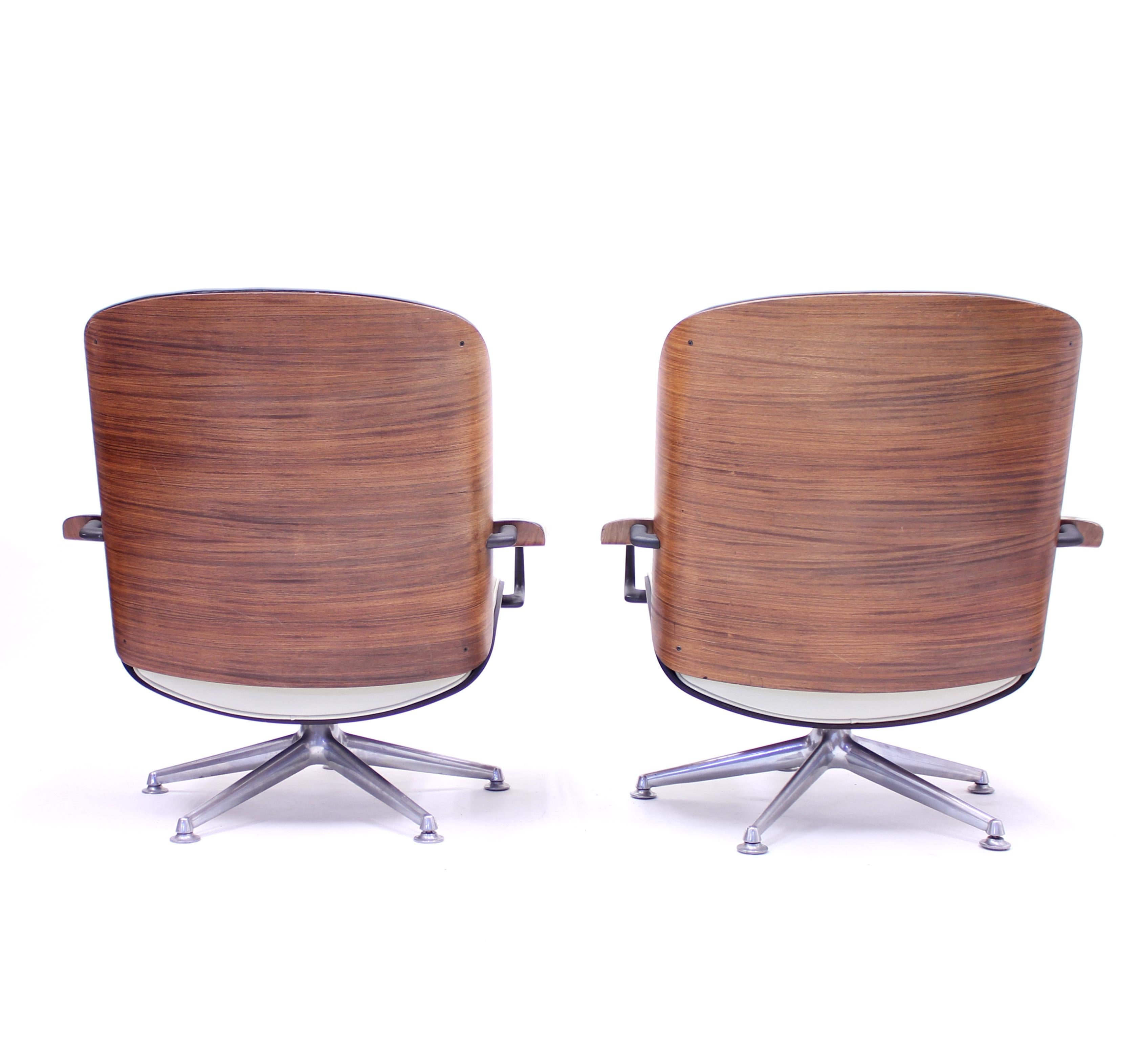 Ico & Luisa Parisi, Pair of Swivel Lounge Chairs for Mim, 1950s 7