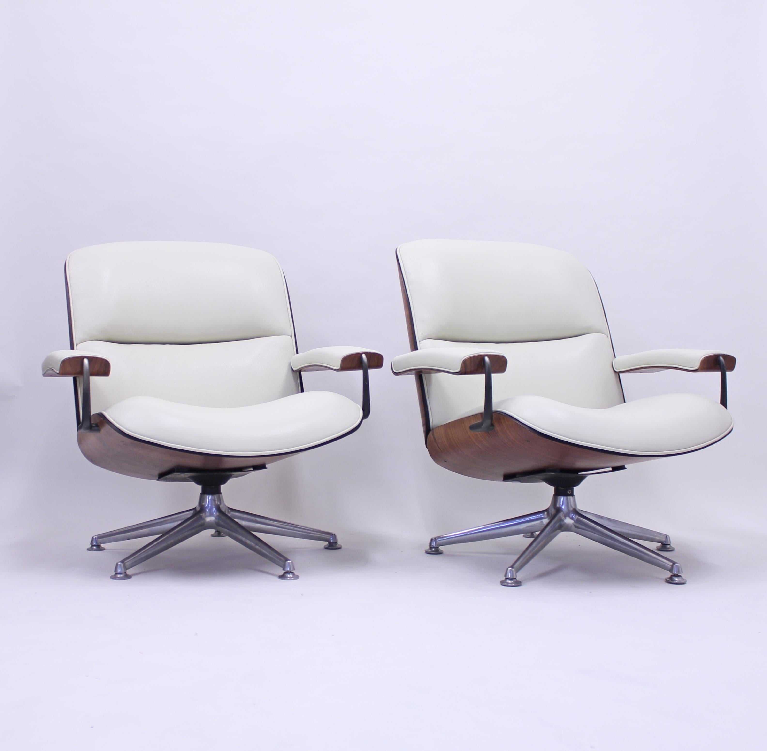 20th Century Ico & Luisa Parisi, Pair of Swivel Lounge Chairs for Mim, 1950s