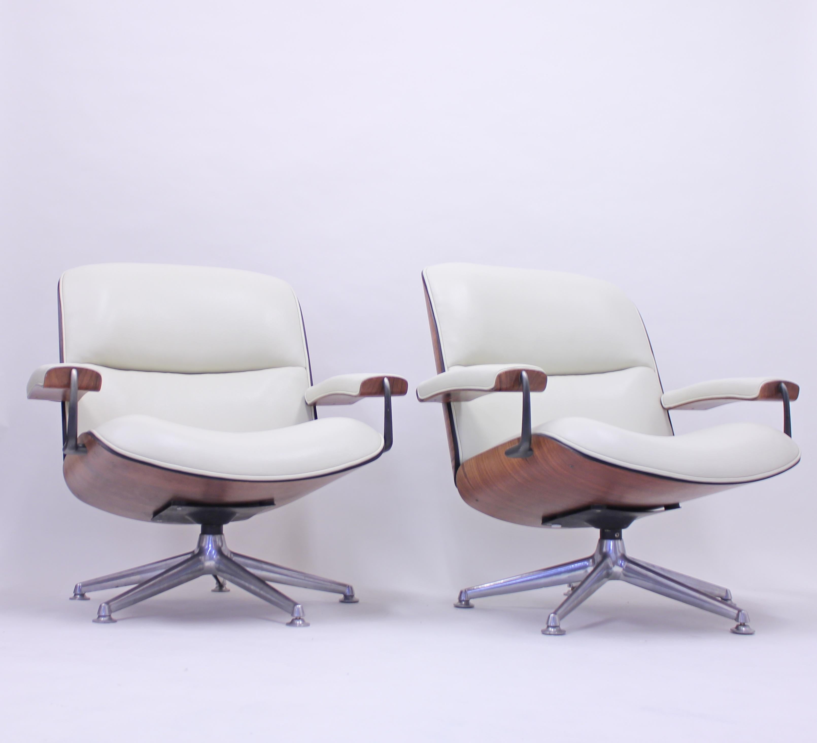 Metal Ico & Luisa Parisi, Pair of Swivel Lounge Chairs for Mim, 1950s