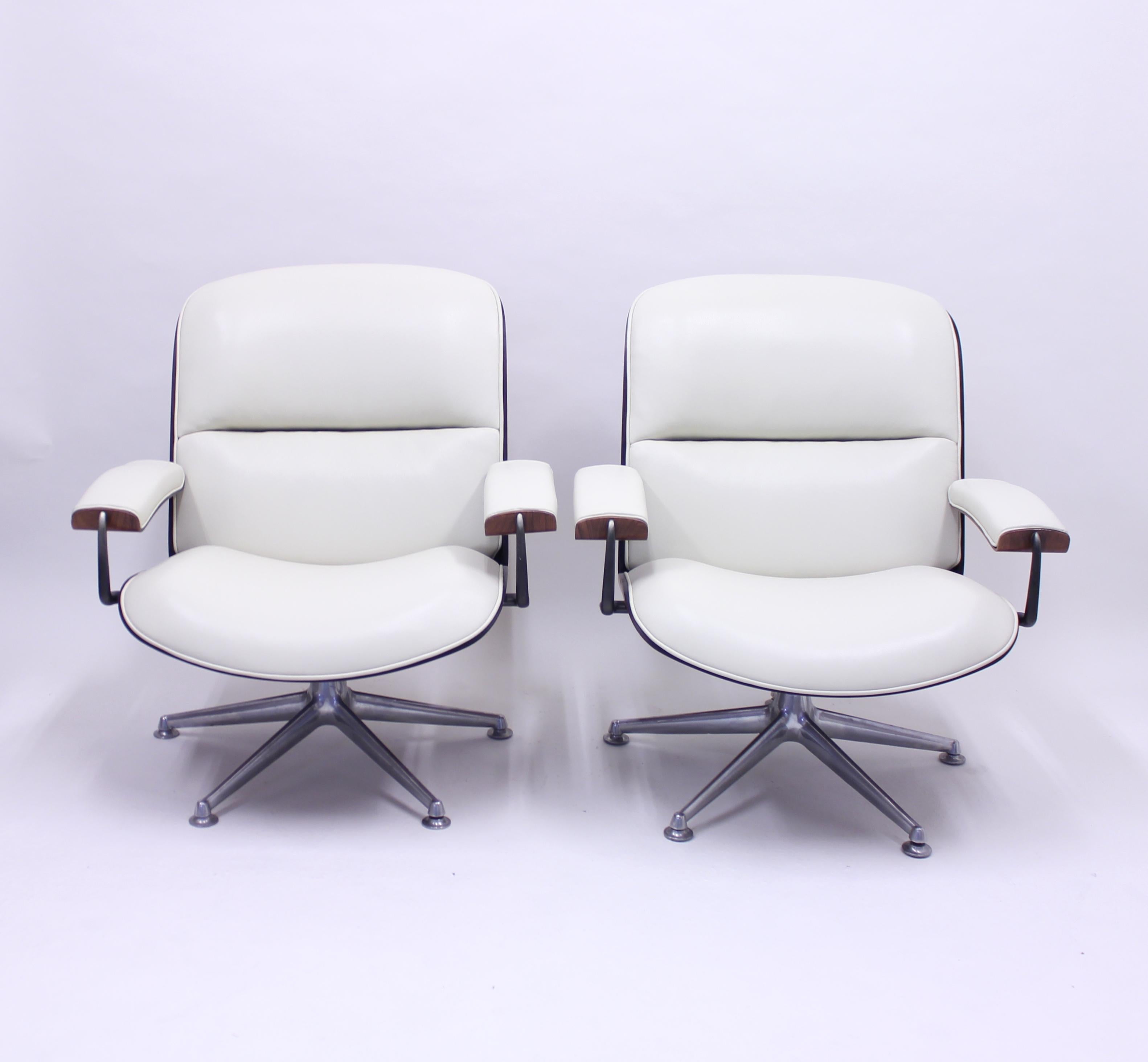 Ico & Luisa Parisi, Pair of Swivel Lounge Chairs for Mim, 1950s 1