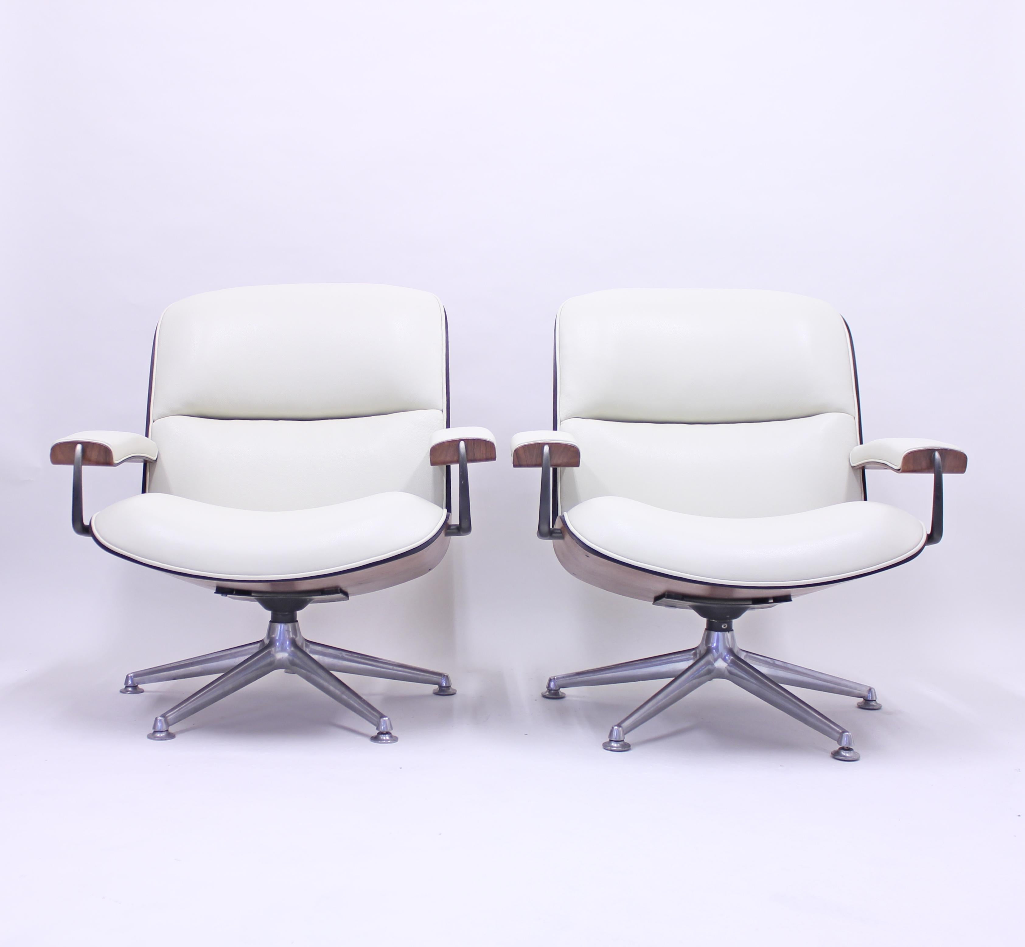 Ico & Luisa Parisi, Pair of Swivel Lounge Chairs for Mim, 1950s 2