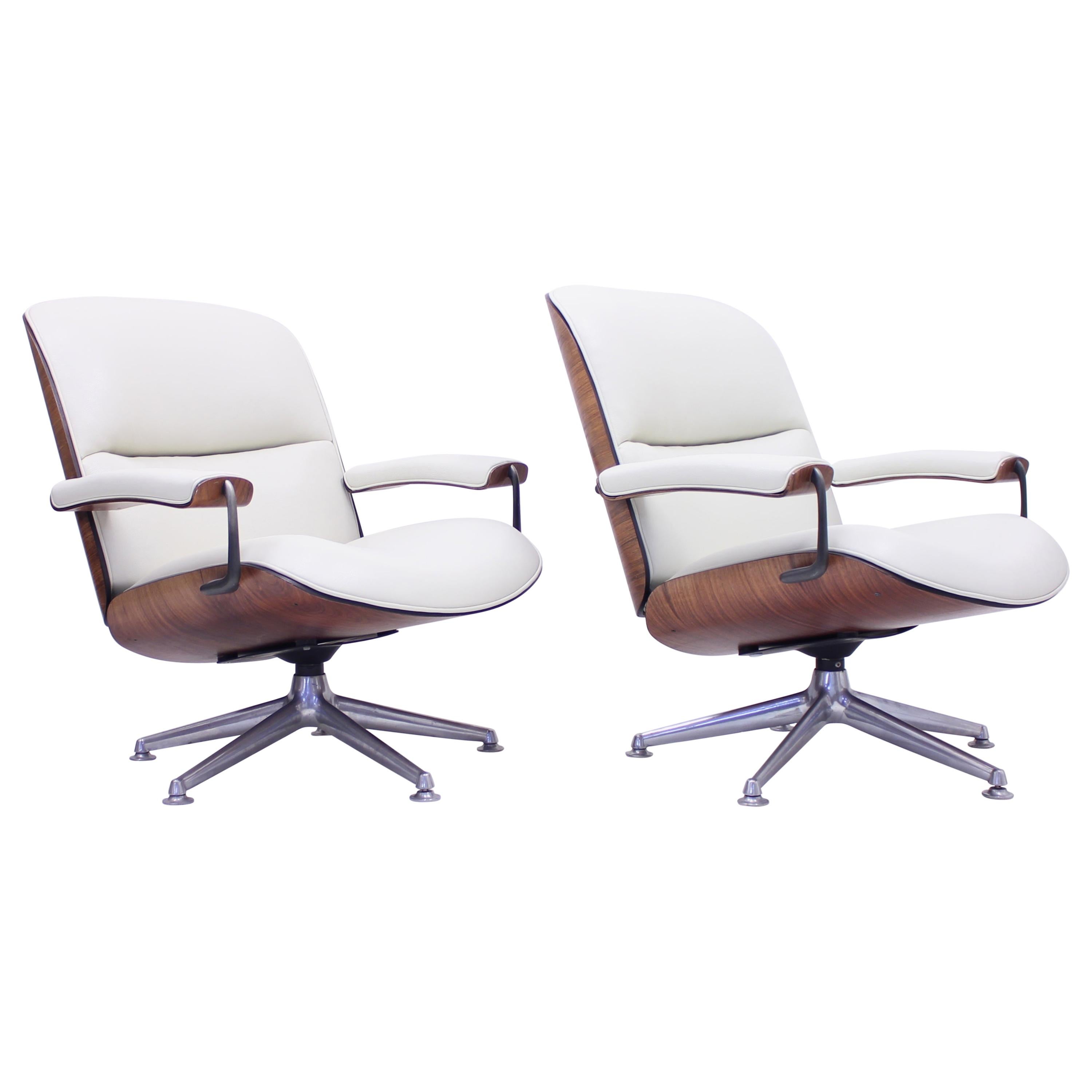 Ico & Luisa Parisi, Pair of Swivel Lounge Chairs for Mim, 1950s