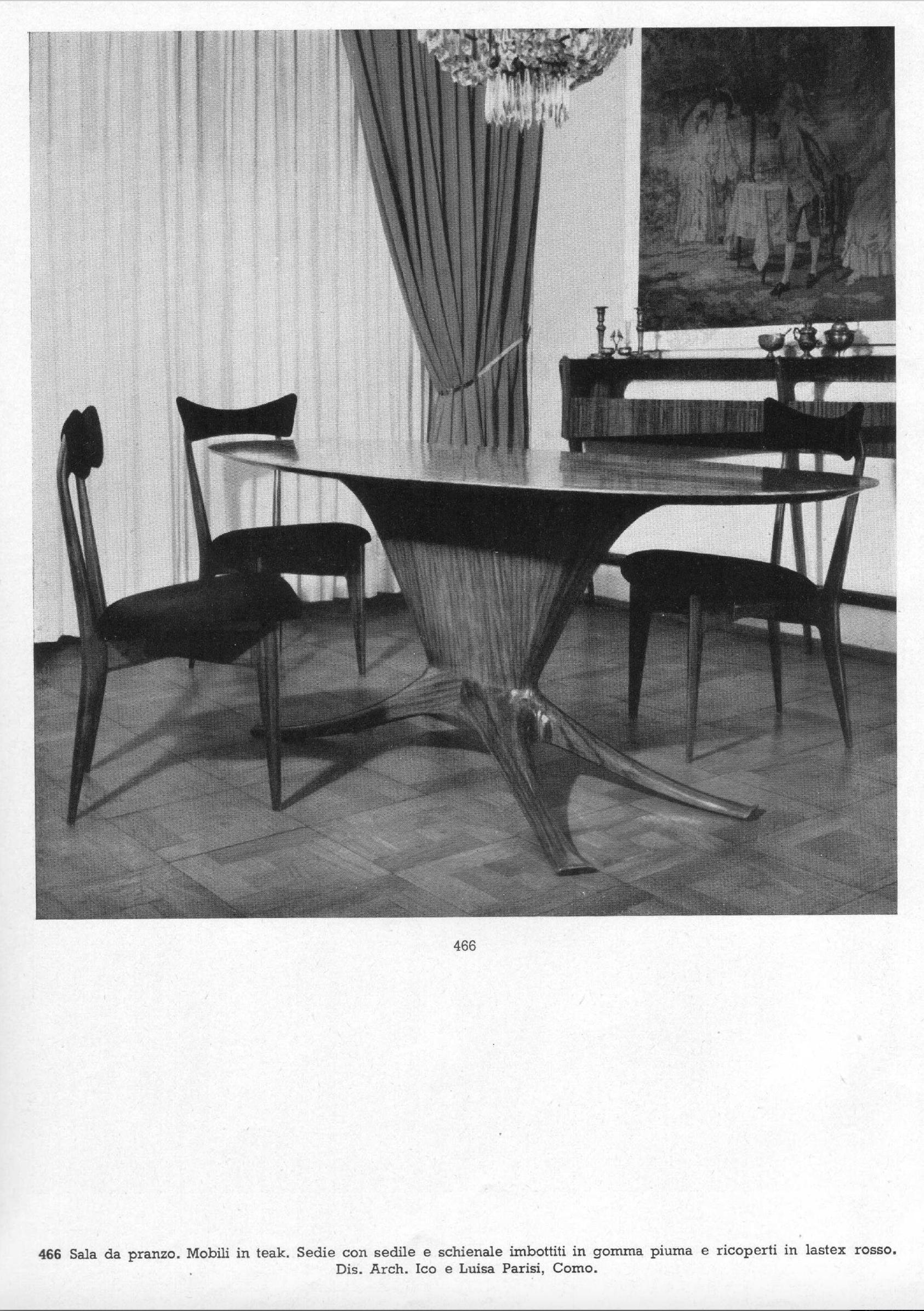 Velours Ico & Luisa Parisi ensemble rare de six chaises de salle à manger en bois de rose en vente