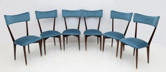 Ico & Luisa Parisi Rare Set of Six Mid-century Modern Velvet Dining Chairs, 50s