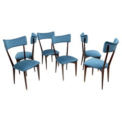 Ico & Luisa Parisi Rare Set of Six Mid-century Modern Velvet Dining Chairs, 50s