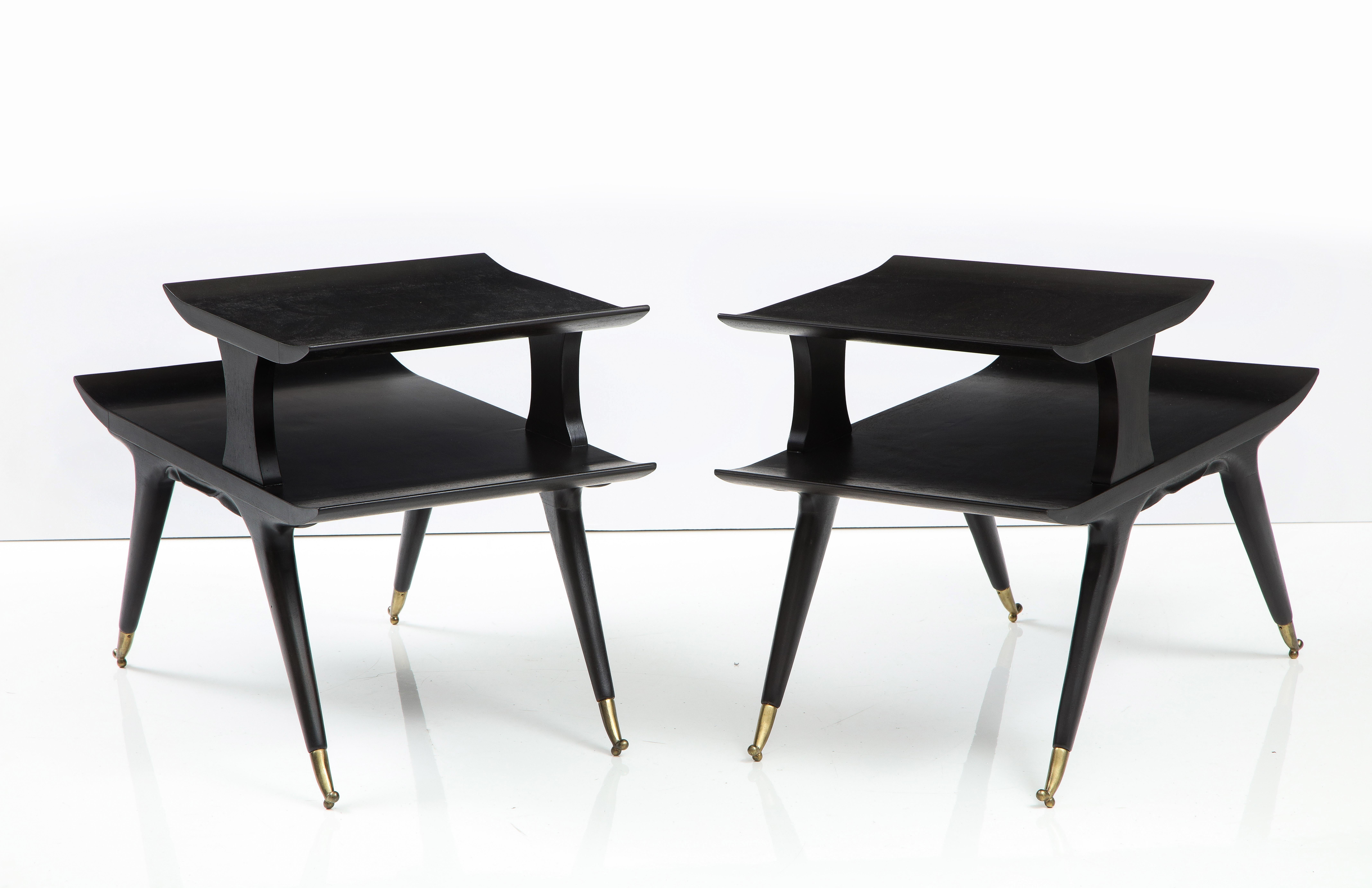 Brass Ico & Luisa Parisi Style Sculptural Italian End Tables For Sale