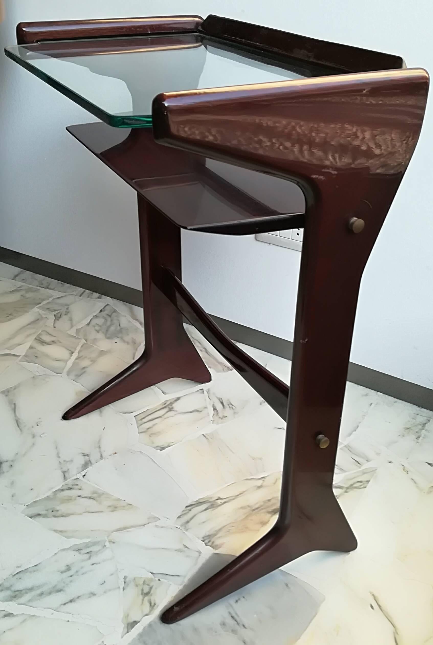 Italiano Ico Parisi, 1954 Porta telefono, Wood e vetro e ottone in vendita