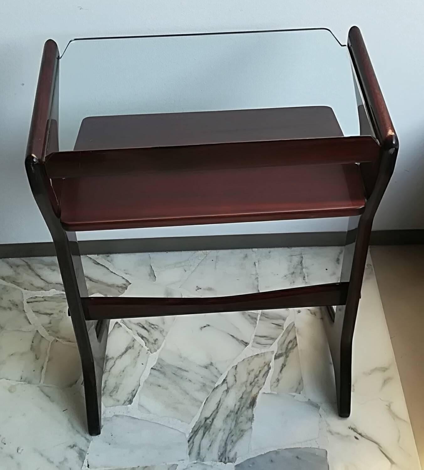 Legno Ico Parisi, 1954 Porta telefono, Wood e vetro e ottone in vendita