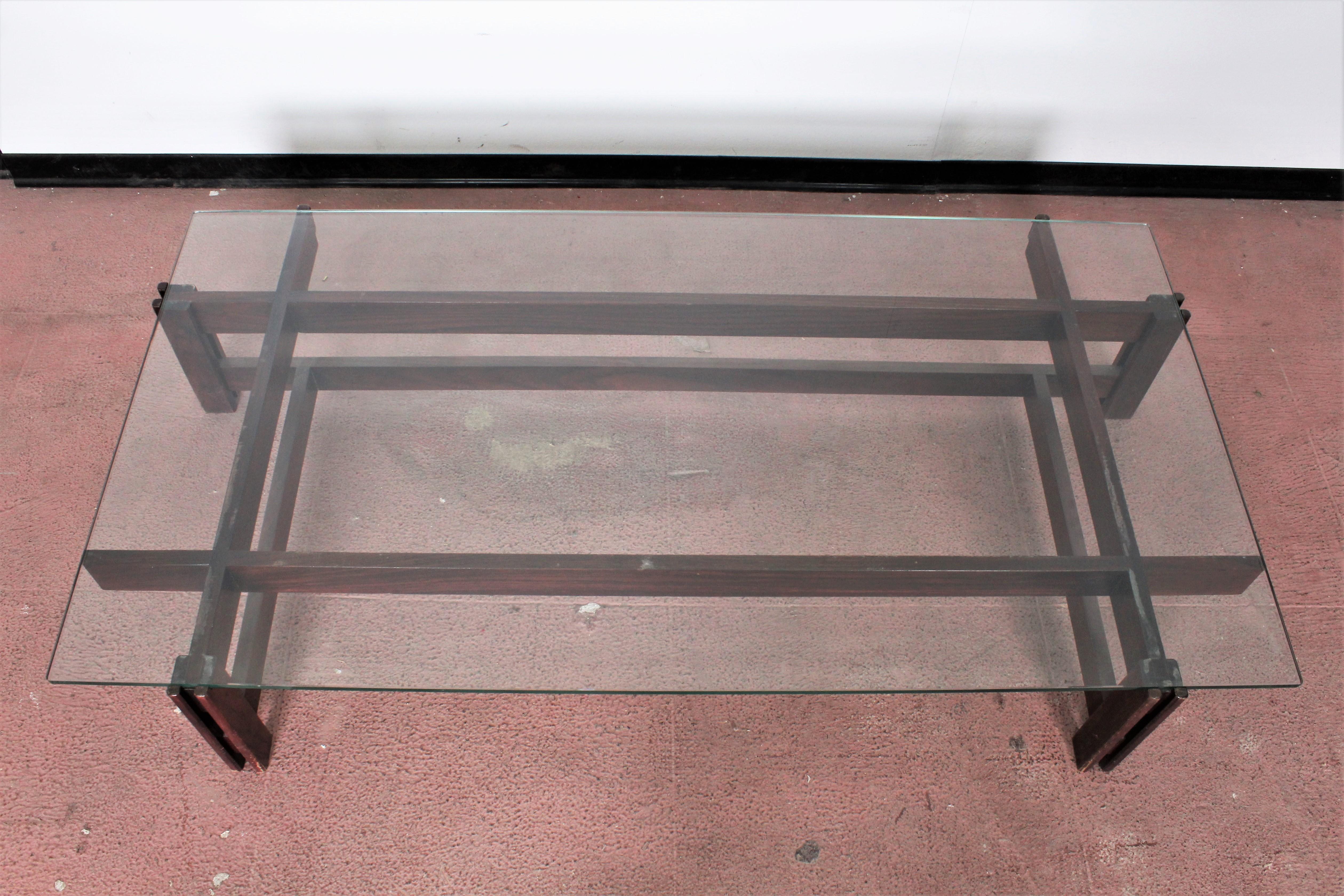 Italian Midcentury Ico Parisi for Cassina Wood and Glass Coffee Table mod.751 , 60s Italy