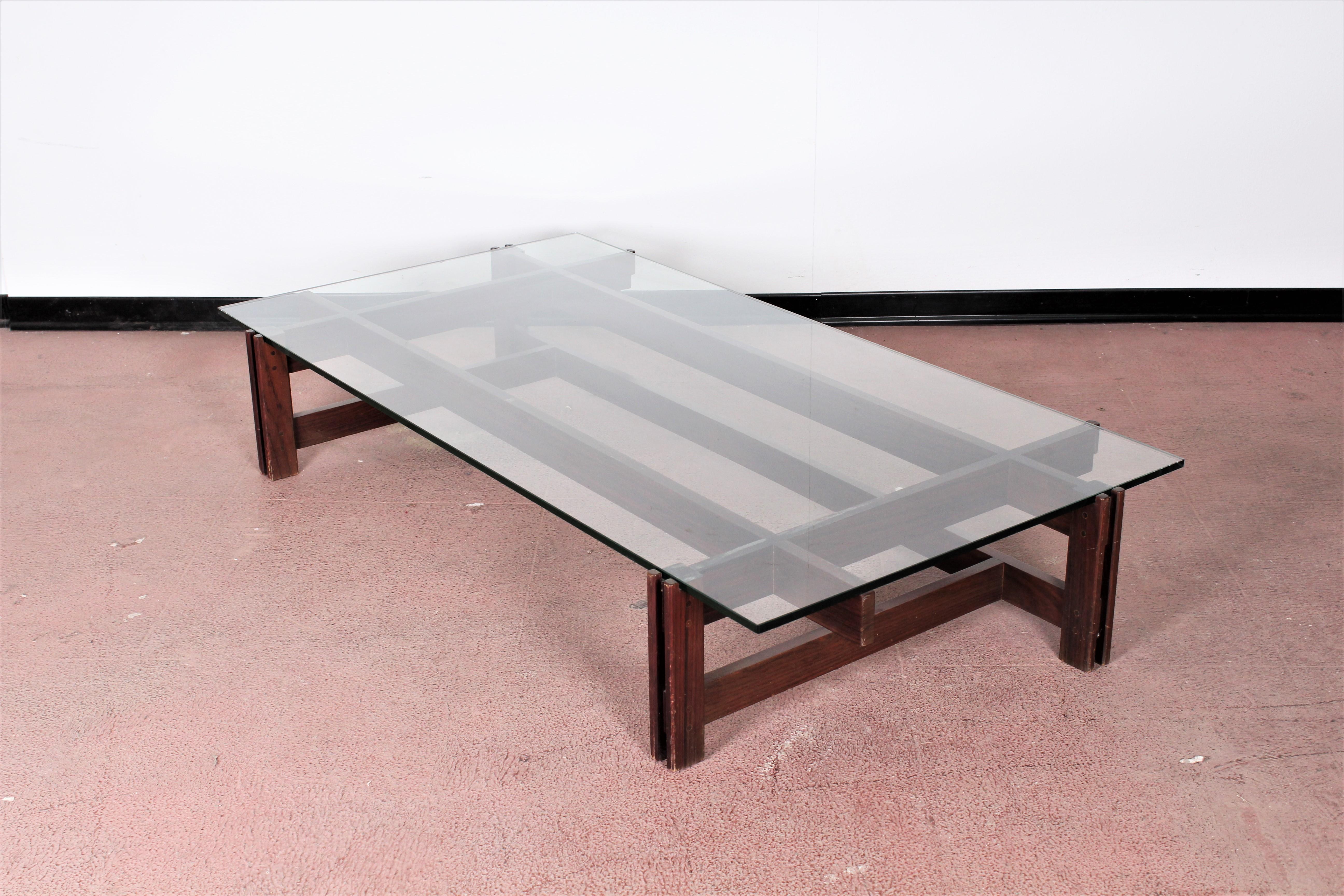 Midcentury Ico Parisi for Cassina Wood and Glass Coffee Table mod.751 , 60s Italy In Good Condition In Palermo, IT