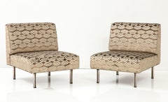 Ico Parisi 1960's Modernist Slipper Chairs In Donghia Velvet Fabric