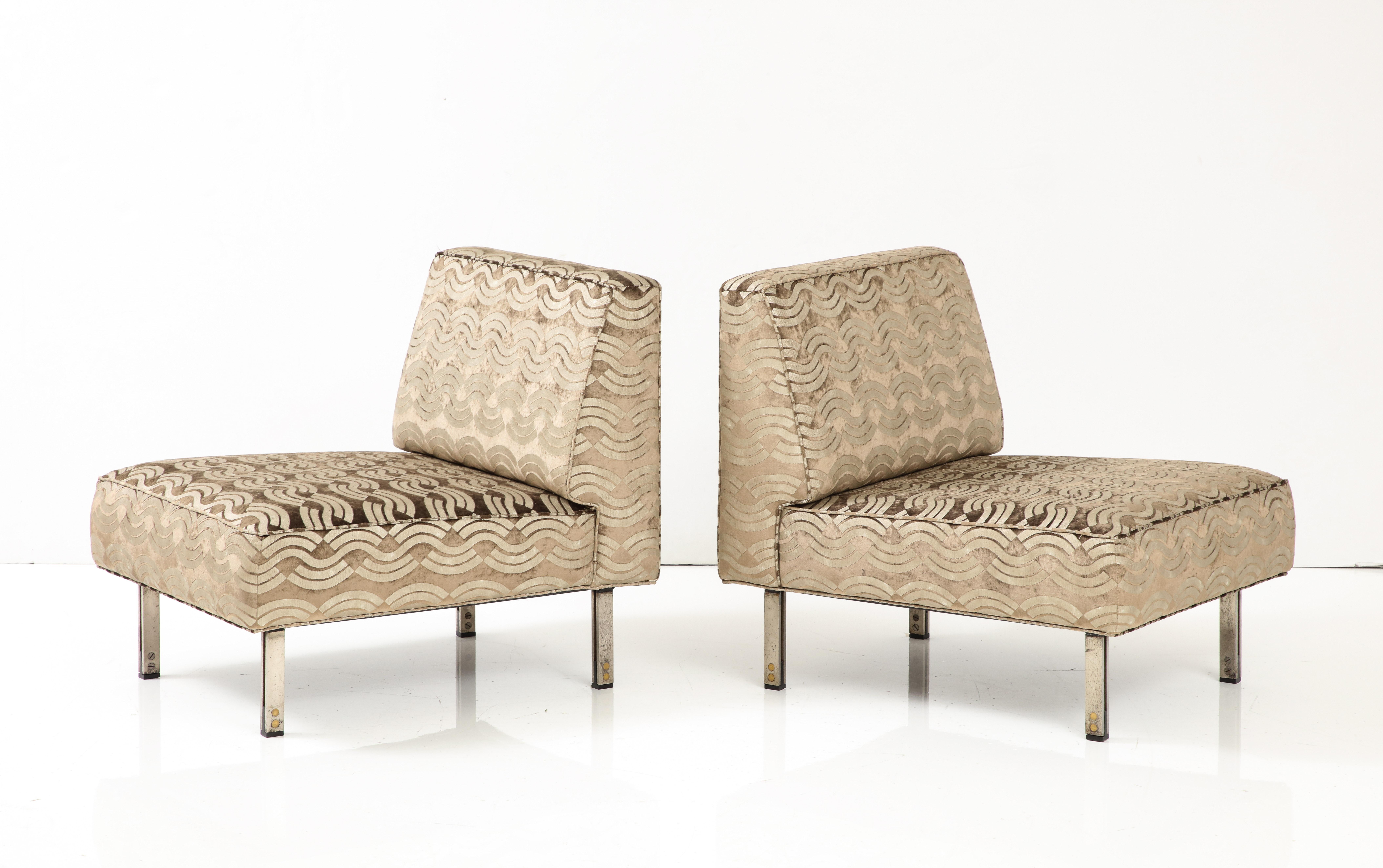 Ico Parisi 1960's Modernist Slipper Chairs In Donghia Velvet Fabric In Good Condition In New York, NY