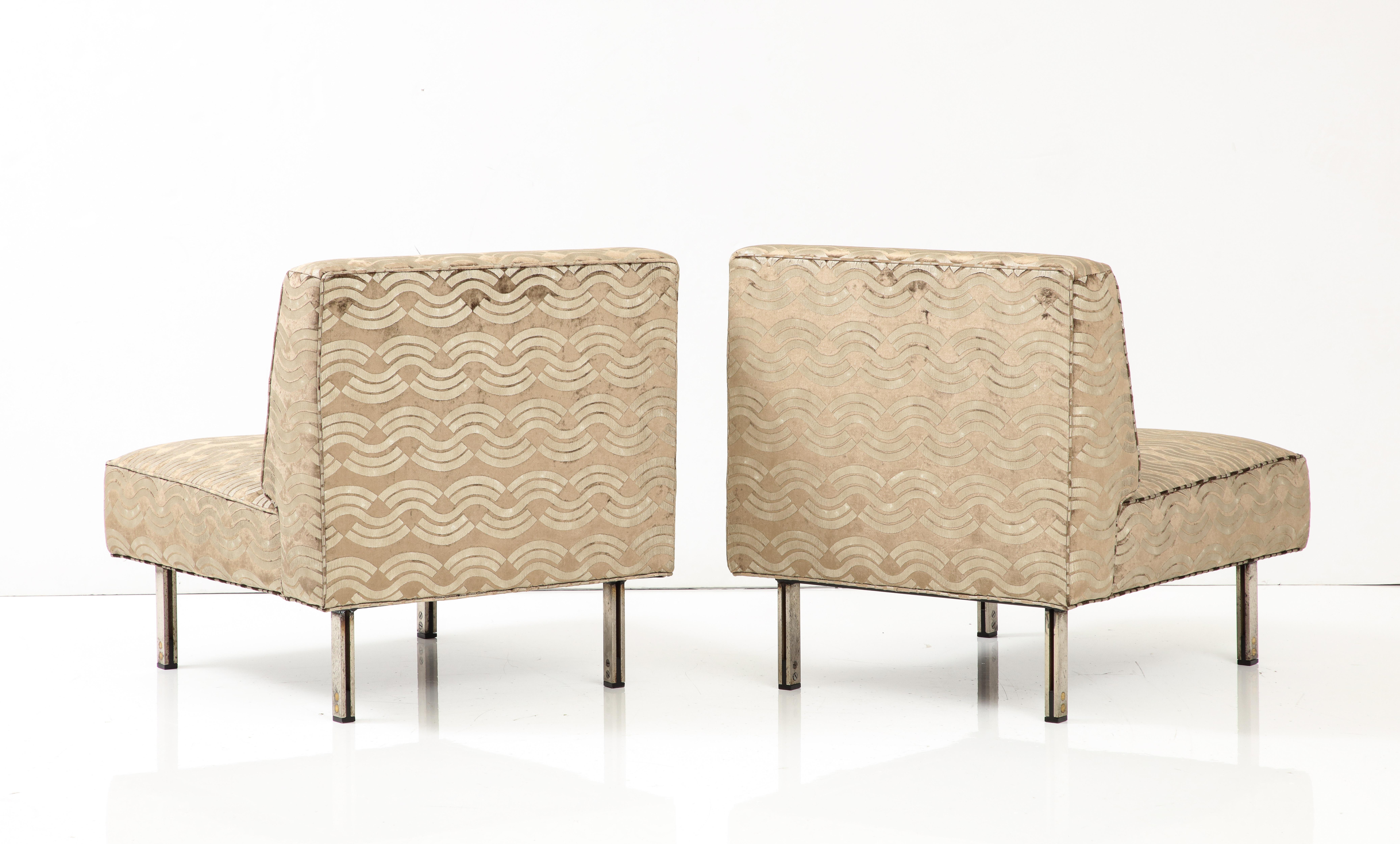 Mid-20th Century Ico Parisi 1960's Modernist Slipper Chairs In Donghia Velvet Fabric