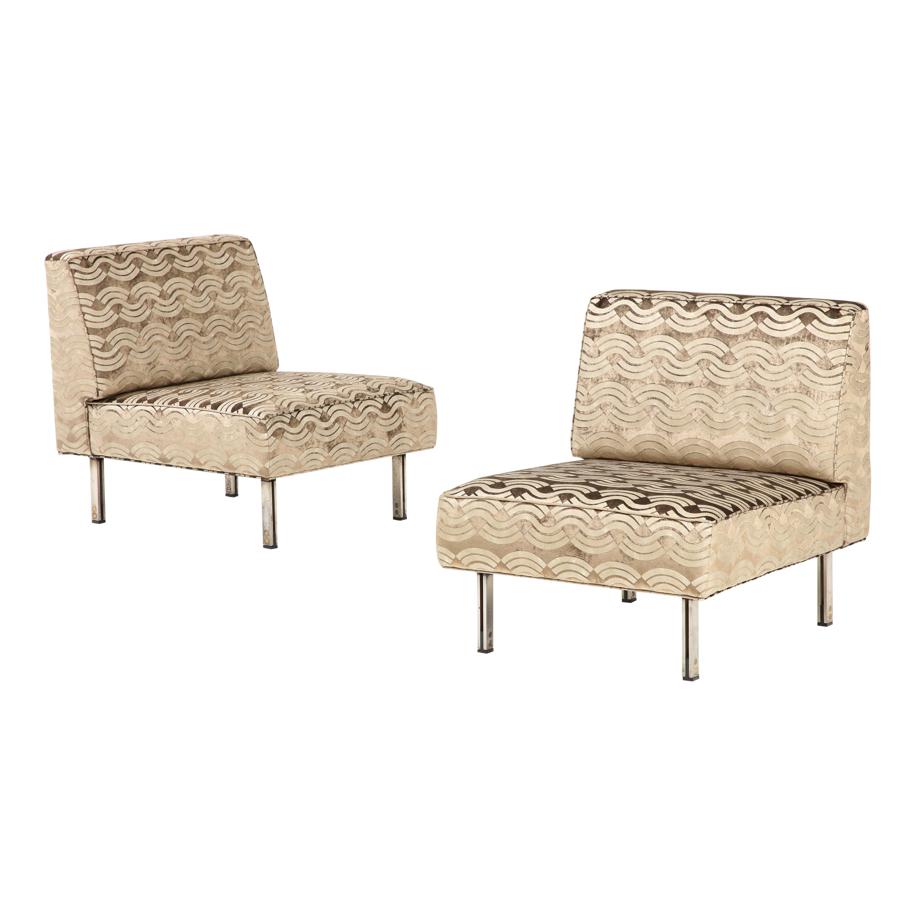 Ico Parisi 1960
s Modernist Slipper Chairs In Donghia Velvet Fabric