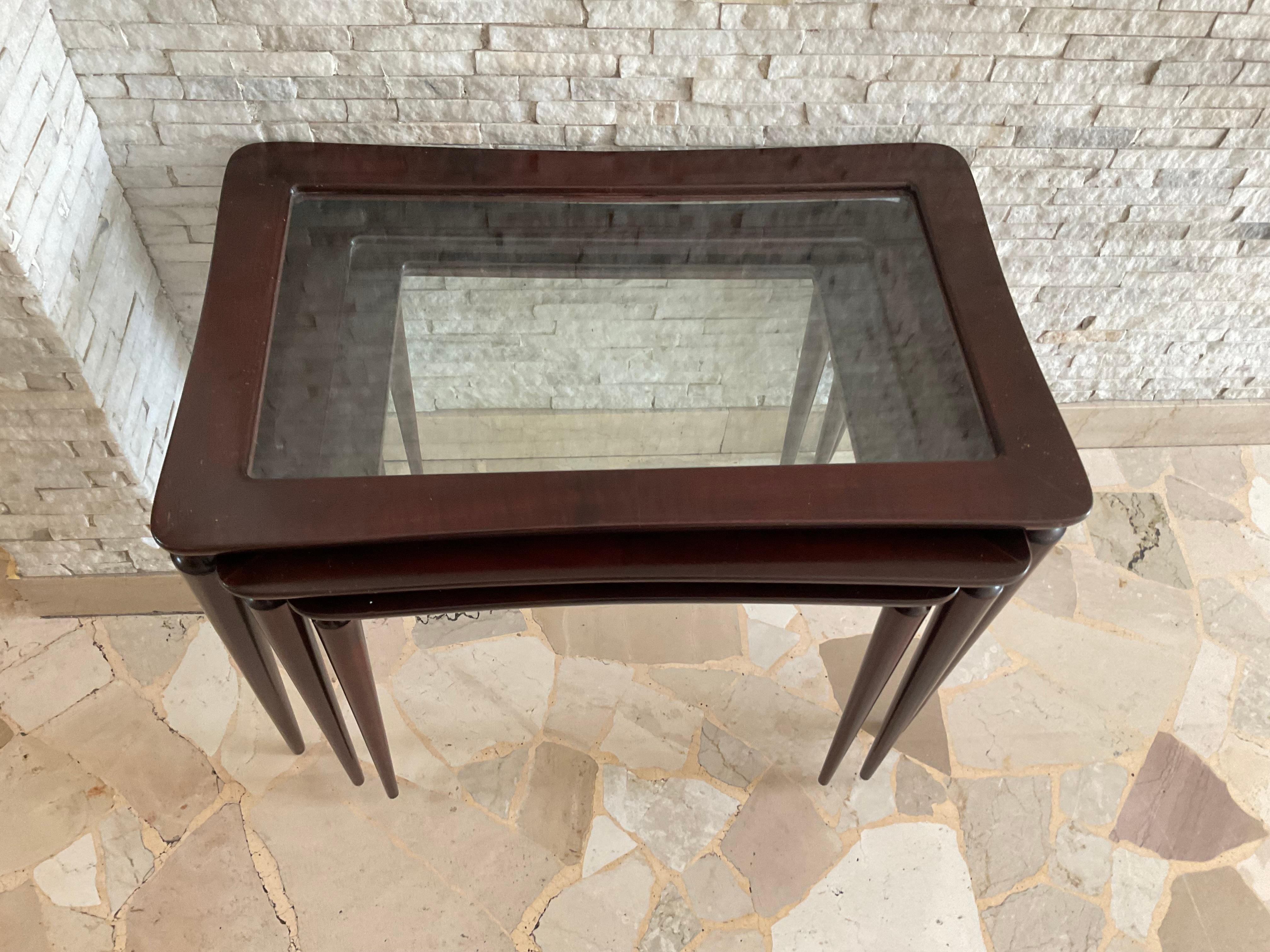 ICO PARISI - 3 tavolini ad incastro per De Baggis - Made in Italy 1950. en vente 4